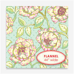 Cabbage Rose - turquoise - FLANNEL
